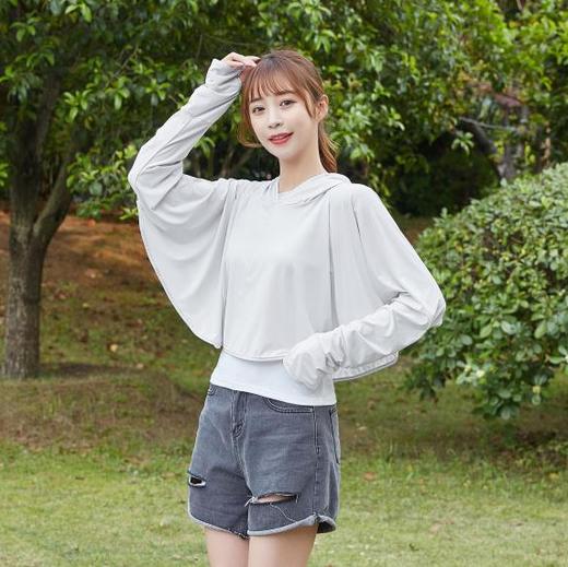 新款带口罩女防晒衣防紫外线透气冰丝衫长袖薄外套T13斗篷款防晒衣夏日必备 商品图4