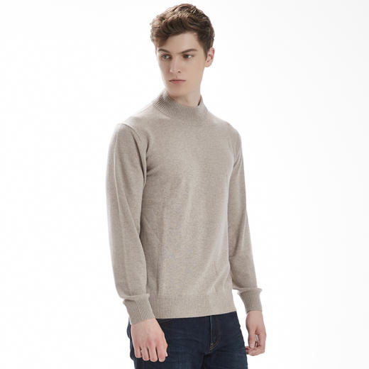 羊绒世家秋冬新款男青年半高领羊绒衫商务休闲套头毛衣宽松针织衫 商品图1