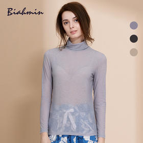 贝佳人正品新品简约舒适薄款纯色长袖修身显瘦高领打底衫T恤上衣BW51732