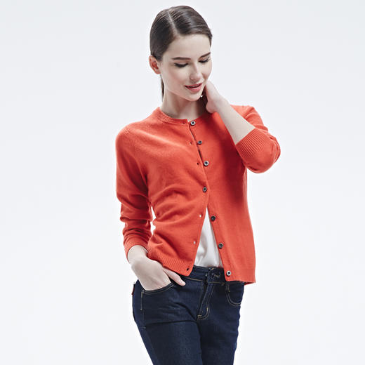 羊绒世家秋冬100%山羊绒衫女纯色宽松毛衣女开衫外套韩版羊绒衫 商品图2