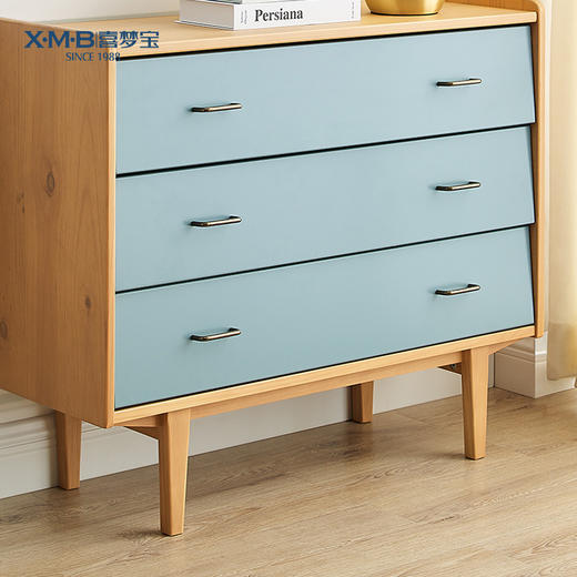 喜梦宝实木斗柜北欧简约储物柜客厅三斗柜松木客厅家具置物柜子 商品图2