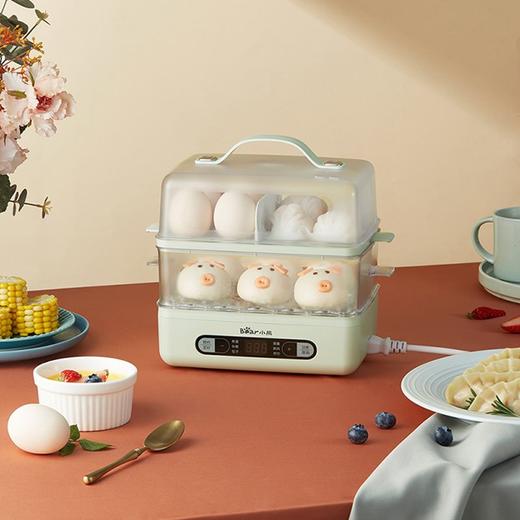 小熊（Bear）煮蛋器 电蒸锅早餐机蒸蛋器煮鸡蛋早餐锅可预约蒸鸡蛋早餐神器双层容量ZDQ-B06E1 浅绿色产地直发  商品图1