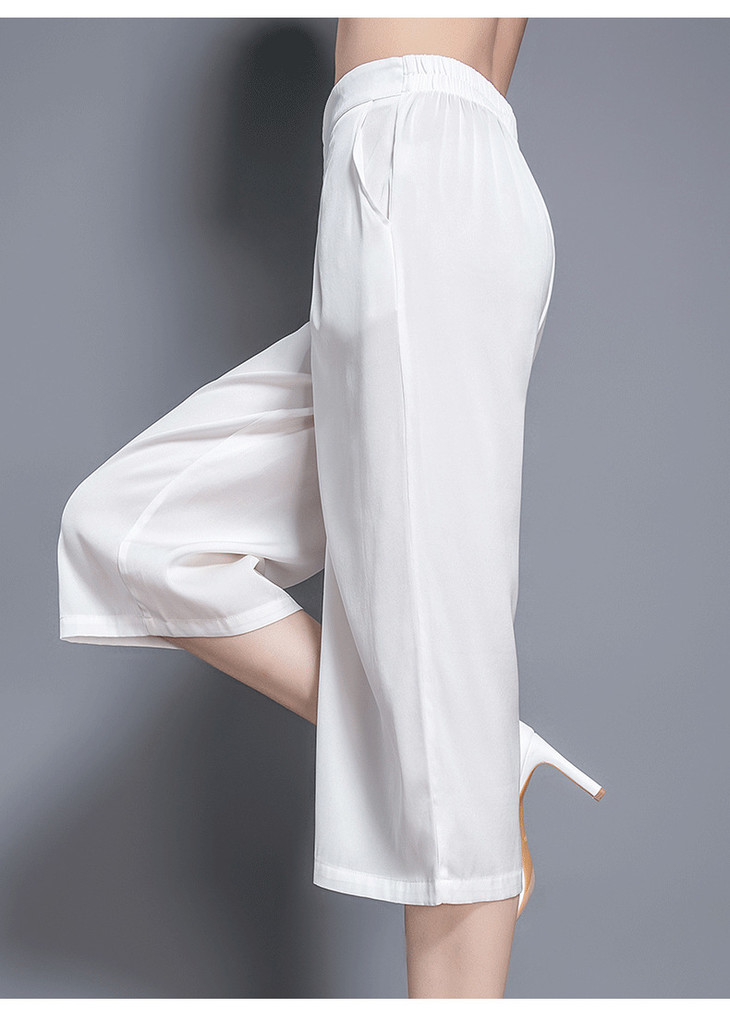 oyg20106哈伦19姆米真丝双乔休闲大码阔腿绸缎裤