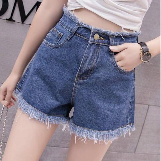 HP-牛仔短裤高腰大码宽松韩版显瘦百搭女士新款阔腿热裤ZXH 商品图0