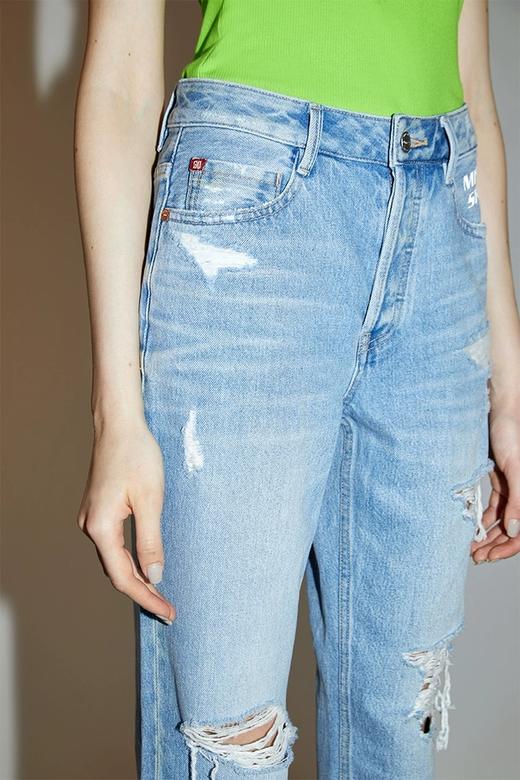 Miss Sixty2020夏季新款纯棉破洞印花直筒牛仔裤子女602JJ3300000 商品图1