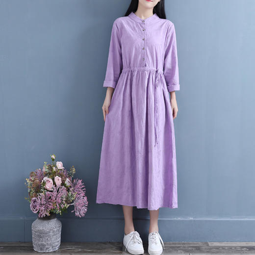 裁缝学苑 AG53立领复古文艺连衣裙收腰系带长裙服装纸样裁剪图纸 商品图1