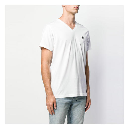 【一】BURBERRY 巴宝莉 男士TB专属标识装饰V领棉质短袖T恤 白色 8017258 A1464 商品图1