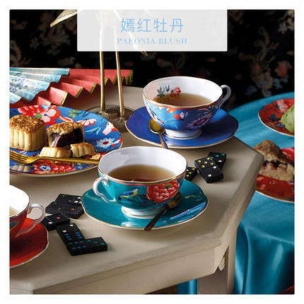 WEDGWOOD玮致活嫣红牡丹骨瓷茶杯碟下午茶杯碟欧式咖啡杯套装 商品图3