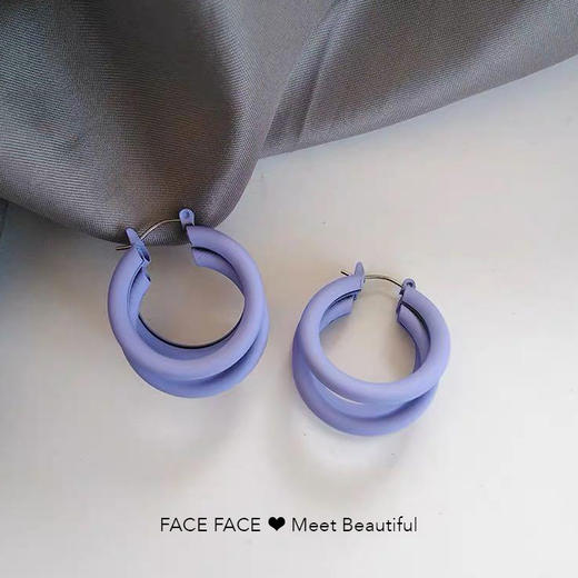 紫色多层几何形状耳钉 商品图0