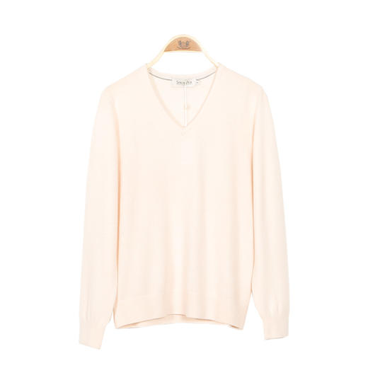 羊绒世家秋冬女装反季促销新款纯色毛衣女套头V领针织衫女羊绒衫 商品图7