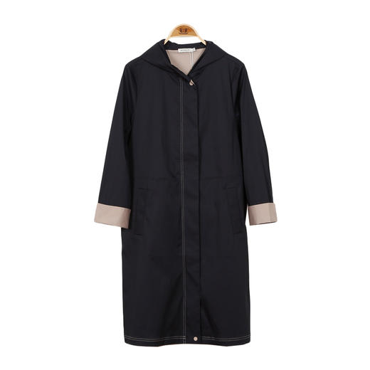 METTE2020早春新款女士中长款连帽风衣收腰抽绳时尚大口袋薄外套 商品图6