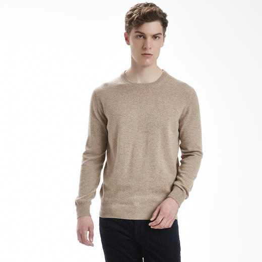 羊绒世家秋冬新款圆领羊绒衫男薄款打底毛衣休闲套头衫纯色针织衫 商品图6