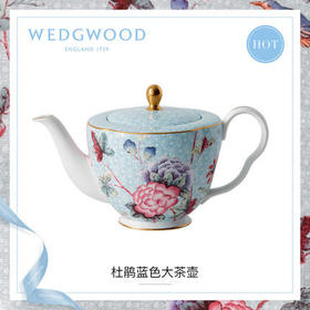 WEDGWOOD玮致活杜鹃蓝色1升大茶壶骨瓷欧式咖啡壶带盖茶壶单壶