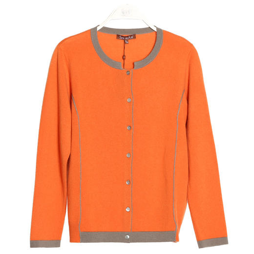 羊绒世家春秋新款圆领羊绒女开衫短款小外套女修身外搭薄款毛衣女 商品图7