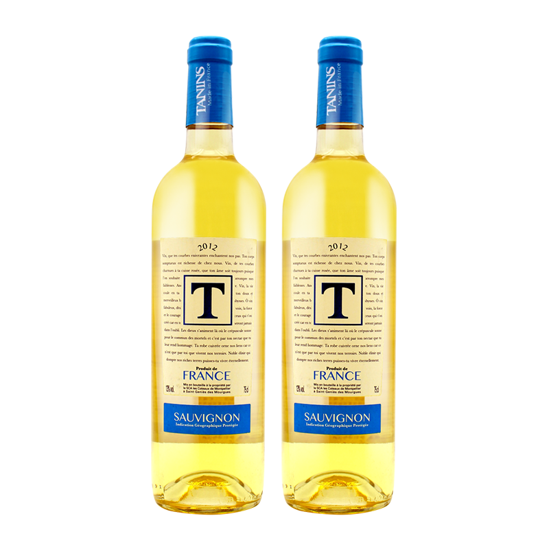 【双支特惠装】法国原瓶进口白葡萄酒 泰妮丝苏维浓干白葡萄酒 Tanins Sauvignon Blanc 750ml*2