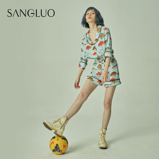 睡衣印花套装SANGLUO桑罗桑蚕丝绸家居服女 商品图0