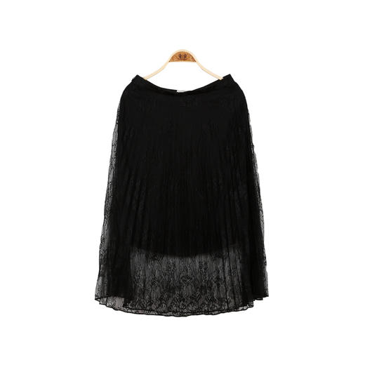 METTE2020春夏新品女士中长款蕾丝网纱半身裙修身显瘦飘逸百褶裙 商品图9