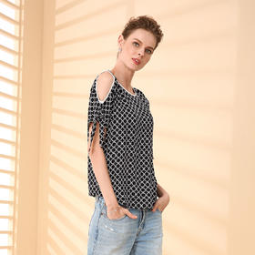 QF27A斯尔丽瑟丽夏季新品时尚露肩气质优雅短袖上衣