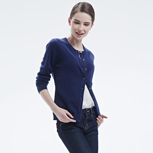 羊绒世家秋冬100%山羊绒衫女纯色宽松毛衣女开衫外套韩版羊绒衫 商品图6