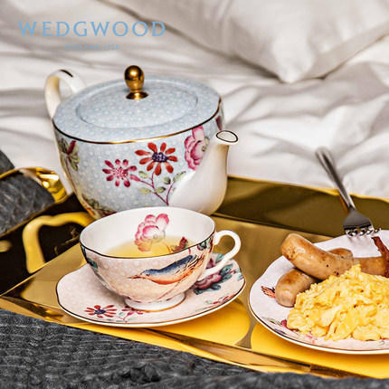 WEDGWOOD玮致活杜鹃蓝色1升大茶壶骨瓷欧式咖啡壶带盖茶壶单壶 商品图1