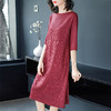 XM-JJ18092欧美时尚重工绣花七分袖宽松大码A字连衣裙 商品缩略图0