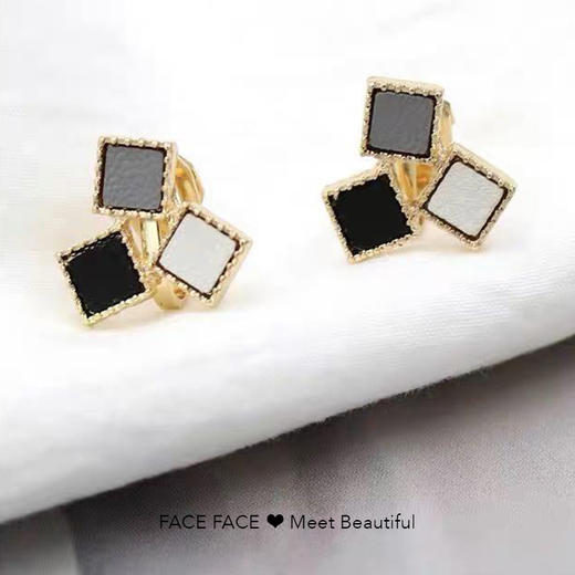 s925 银 撞色拼接耳钉 商品图0