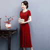 WXG-TLA20-Q新款南韩丝短袖长款礼服裙TZF 商品缩略图1