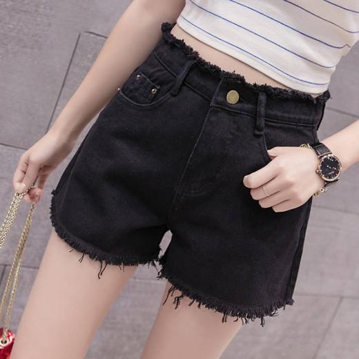 HP-牛仔短裤高腰大码宽松韩版显瘦百搭女士新款阔腿热裤ZXH 商品图2