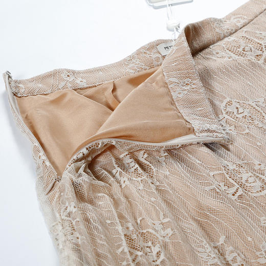 METTE2020春夏新品女士中长款蕾丝网纱半身裙修身显瘦飘逸百褶裙 商品图4