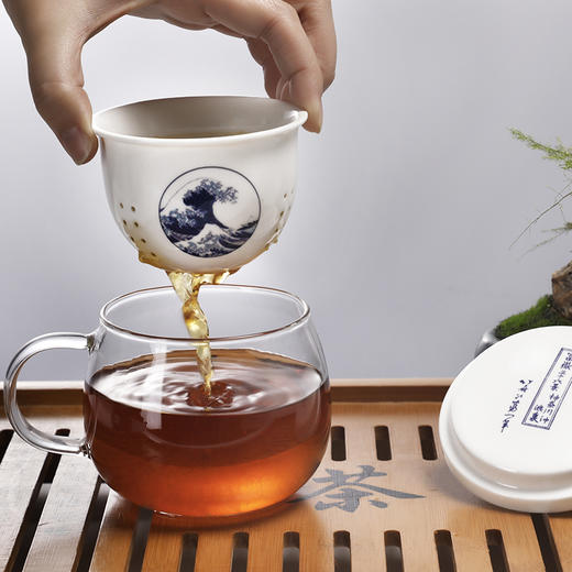 大英博物馆官方【神奈川冲浪里花茶杯】创意茶水分离茶杯