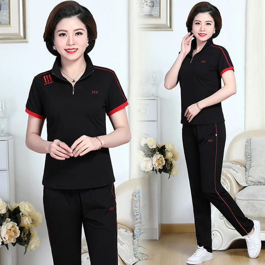 SP-9248BGHJ时尚显瘦妈妈装两件套运动套装 商品图2