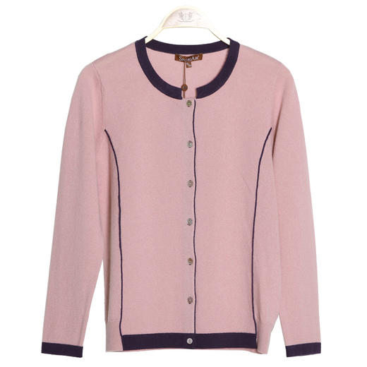 羊绒世家春秋新款圆领羊绒女开衫短款小外套女修身外搭薄款毛衣女 商品图6