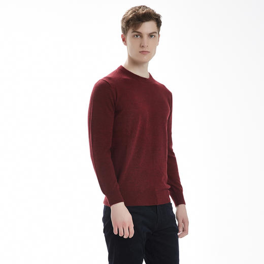 羊绒世家秋冬新款圆领羊绒衫男薄款打底毛衣休闲套头衫纯色针织衫 商品图7
