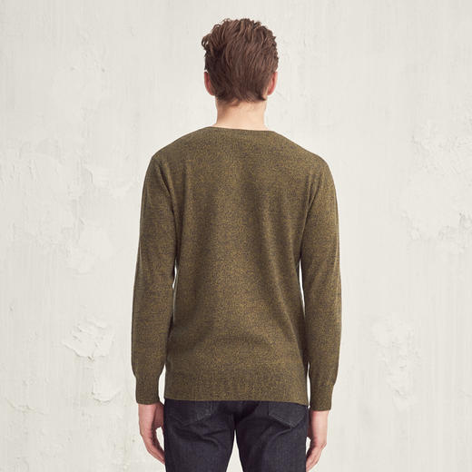 羊绒世家2020秋冬新款男士圆领100%羊绒衫内搭保暖双色花纱薄毛衣 商品图2