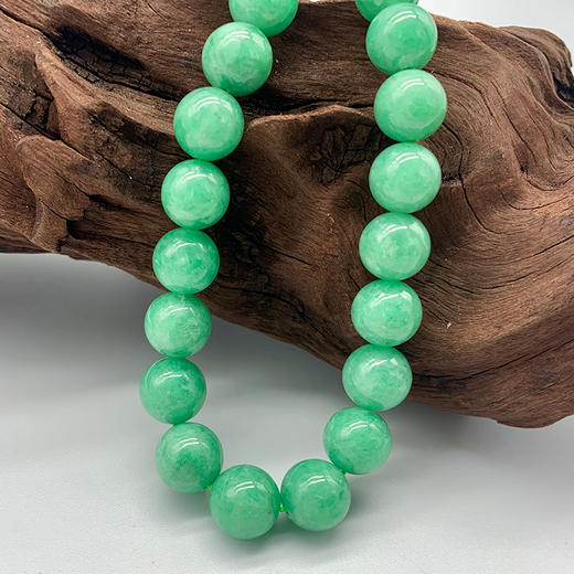 派瑞翡翠 翡翠珠链 塔珠 糯种 绿色 商品图0