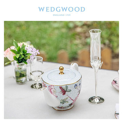 WEDGWOOD玮致活杜鹃蓝色1升大茶壶骨瓷欧式咖啡壶带盖茶壶单壶 商品图3
