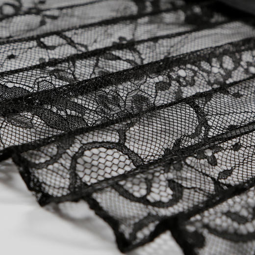 METTE2020春夏新品女士中长款蕾丝网纱半身裙修身显瘦飘逸百褶裙 商品图8