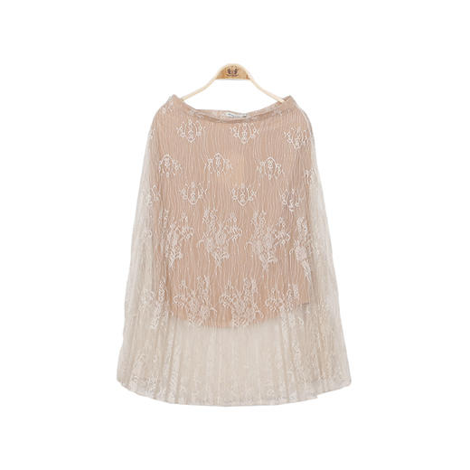 METTE2020春夏新品女士中长款蕾丝网纱半身裙修身显瘦飘逸百褶裙 商品图6