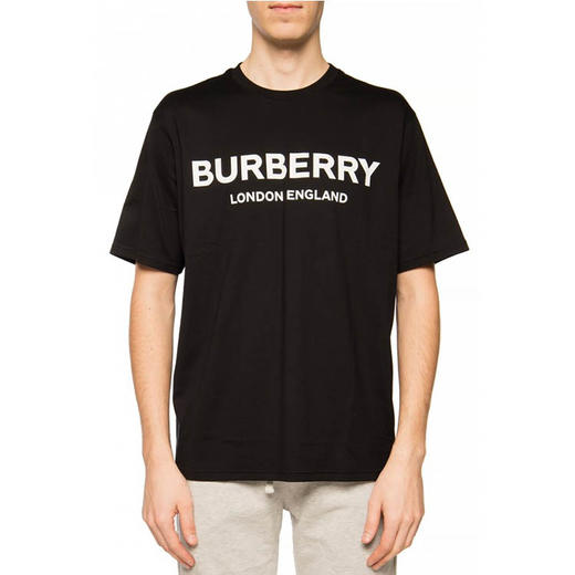 【一】BURBERRY 博柏利 早春新款套头圆领字母印花棉质男士短袖T恤 黑色 8026016 A1189 商品图1