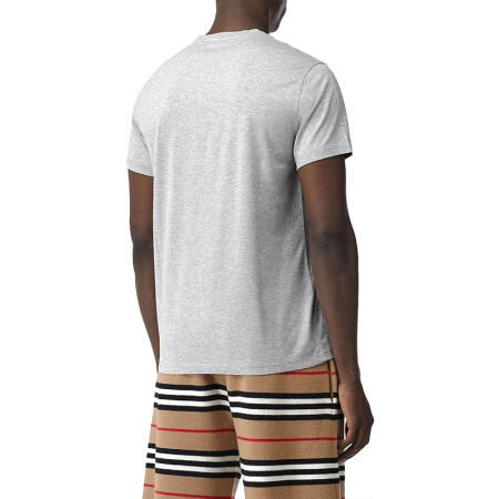 【一】BURBERRY 巴宝莉 男士棉质TB专属标识刺绣V领短袖T恤 灰色 8017257 A2142 商品图1