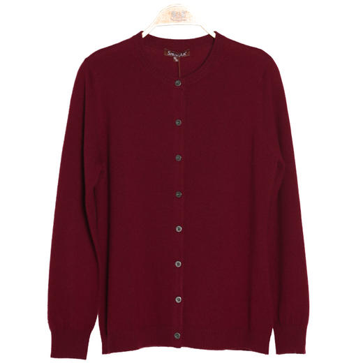 羊绒世家秋冬100%山羊绒衫女纯色宽松毛衣女开衫外套韩版羊绒衫 商品图8