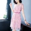 AHM-hxyr5990新款时尚圆领气质粉色刺绣连衣裙TZF 商品缩略图0