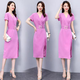 CQ-SNX2081时尚气质百搭纯色宽松休闲减龄连衣裙