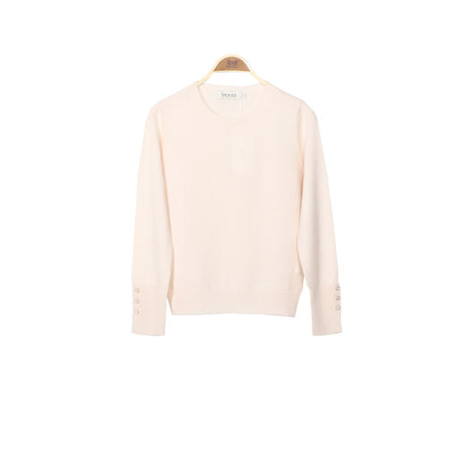 羊绒世家2020秋季新款女士圆领100%山羊绒衫时尚纽扣装饰内搭毛衣 商品图13