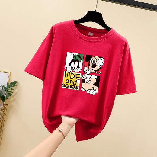 NRJ-4F-C405-F287-宽松大码米奇短款圆领短袖T恤女ZXH 商品图0