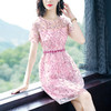 AHM-hxyr5990新款时尚圆领气质粉色刺绣连衣裙TZF 商品缩略图1