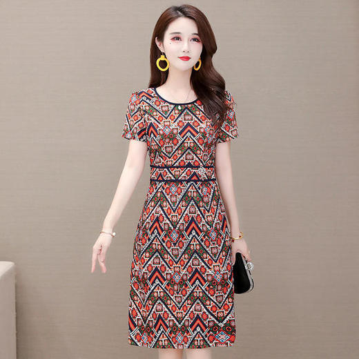 QYM-KED-Q27新款时尚印花雪纺连衣裙 商品图1