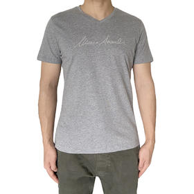 Marco Azzali 灰色前胸字母珠片圆领T恤 T3811400