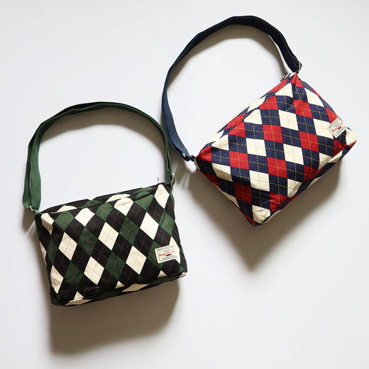 HUJI祤集Sling斜挎包插画英伦菱形格纹 商品图0