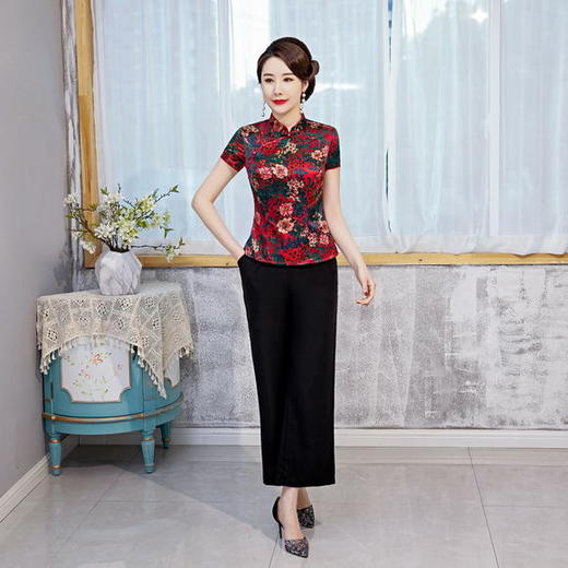 HYX20-6651复古真丝高档百搭时尚旗袍上衣 商品图2